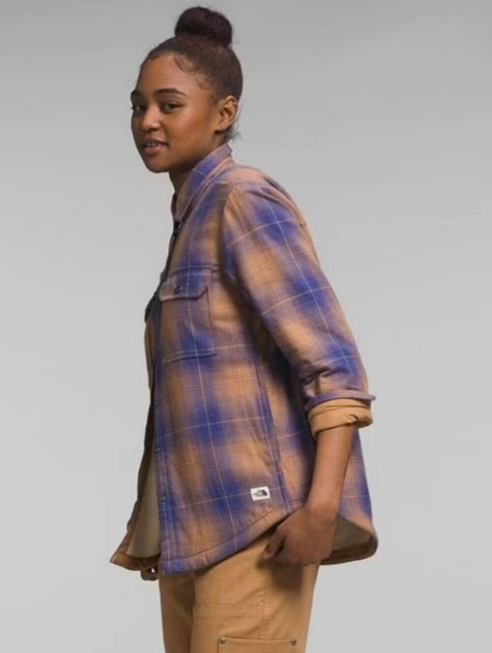 EUC The North Face Plaid Sherpa-Lined Shirt Jacket